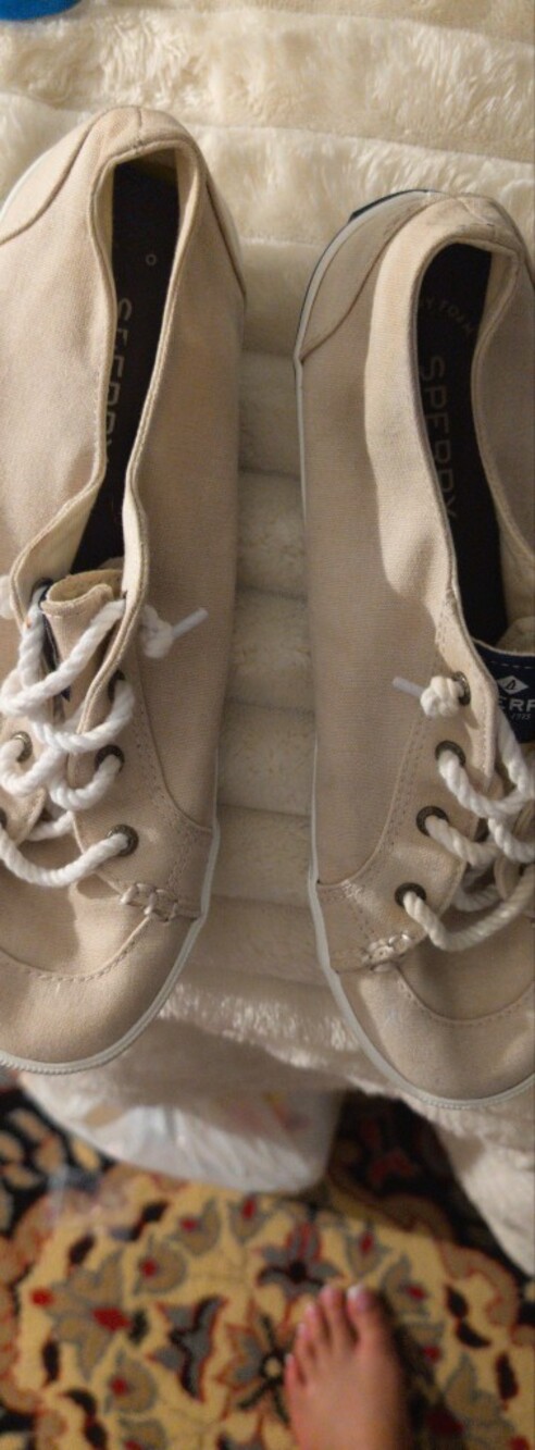 Sperry Women’s Canvas Lace-Up Sneakers in Tan with White Laces